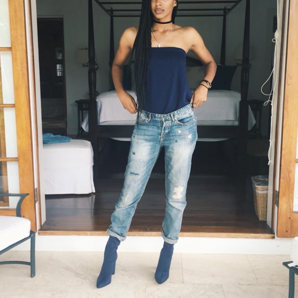 SMALL boyfriend patchwork jeans.